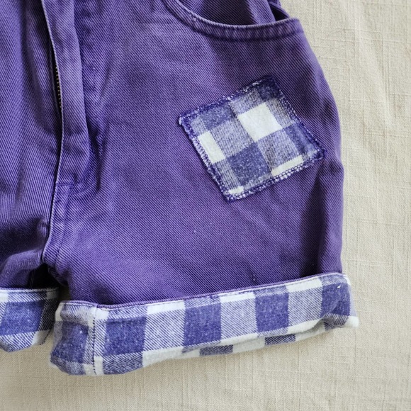 Vintage Purple & Gingham Jean Shorts kids 7 - Picture 4 of 9